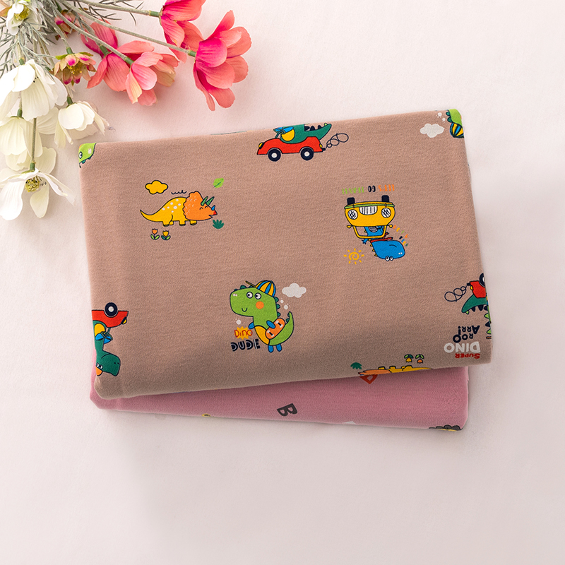 卡通针织面料纯棉磨毛绒布宝宝婴儿睡衣棉布弹力S床品布料柔软亲