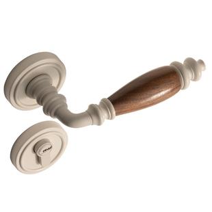 法式 复古室内门锁胡桃木卧室磁吸静音房门锁奶油风分体木门门把手