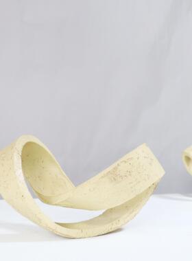 现代轻奢几何环形摆件创意抽象艺术仿洞石样板间客厅电视柜装饰品