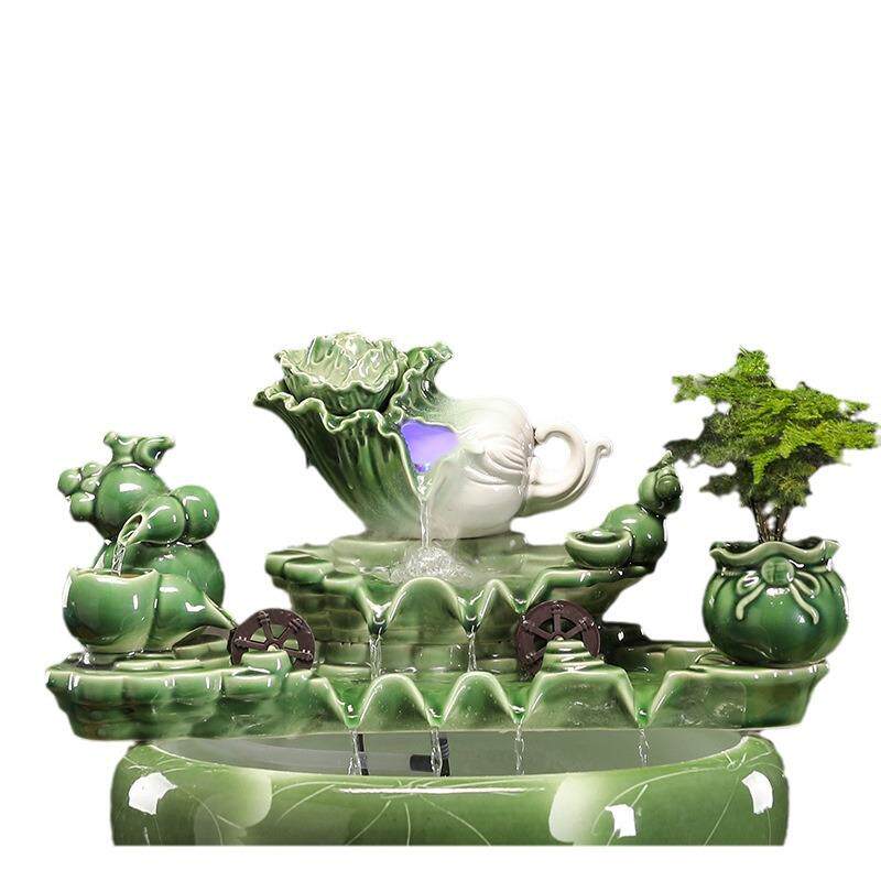 陶瓷流水摆件循环水鱼缸增氧过滤器摆件室内喷泉瀑布家用造景配件