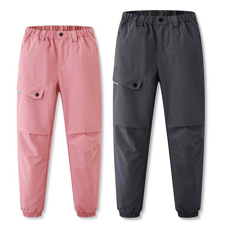 儿童冲锋裤冬季新款男童防风防水加绒软壳裤一体绒户外登山滑雪裤