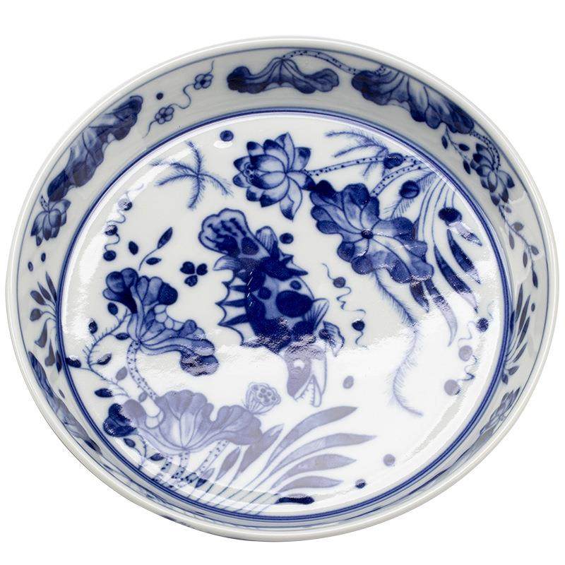 仿古青花壶承盖碗底托景德镇陶瓷功夫茶具配件干泡盘小茶承茶点盘,餐饮具,整套茶具,淘宝优惠券,粉丝福利购,淘宝优惠卷