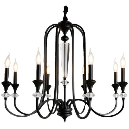 法式复古客厅吊灯美式楼梯中古黑色餐厅卧室灯南洋风蜡烛水晶灯具