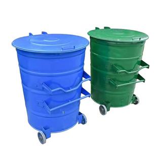 带轮垃圾桶360l环卫铁皮大号挂车加厚垃圾桶户外一件起批圆桶