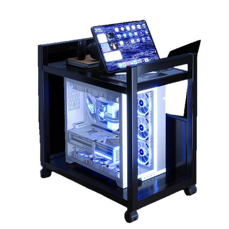 电竞房电脑主机托架多层可移动机箱底座置物架落地家用桌下小推车