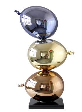 简约创意彩色电镀气球叠球玻璃钢雕塑酒店会所大堂售楼处玄关摆件