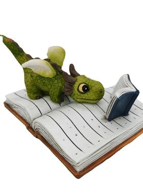 创意迷你龙阅读雕像树脂工艺摆件微景观桌面工艺品装饰品摆件