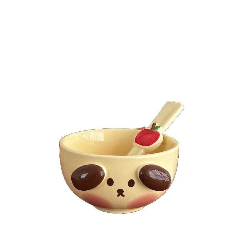 可动物陶瓷爱卡通陶瓷碗高颜值家用汤碗沙拉碗情侣碗带勺饭装餐侣,餐饮具,碗,淘宝优惠券,粉丝福利购,淘宝优惠卷