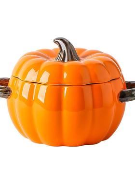 瓷DW021汤碗带盖创意南碗瓜造型汤盆家用盛汤螺大号双耳面狮粉陶