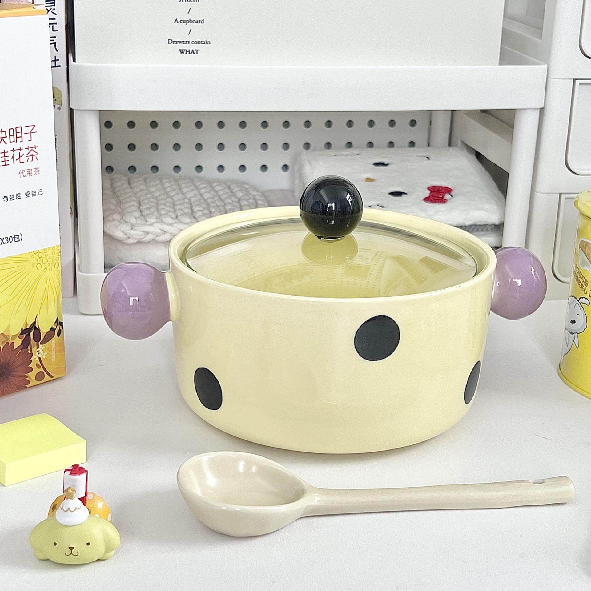 in汤sH1582可泡爱耳撞色陶瓷面碗带盖好看的饭碗双碗学生宿舍方便,餐饮具,碗,淘宝优惠券,粉丝福利购,淘宝优惠卷