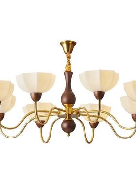 法式古复古胡桃木色36499客厅南洋风灯高档卧室吊灯中侘寂餐厅风