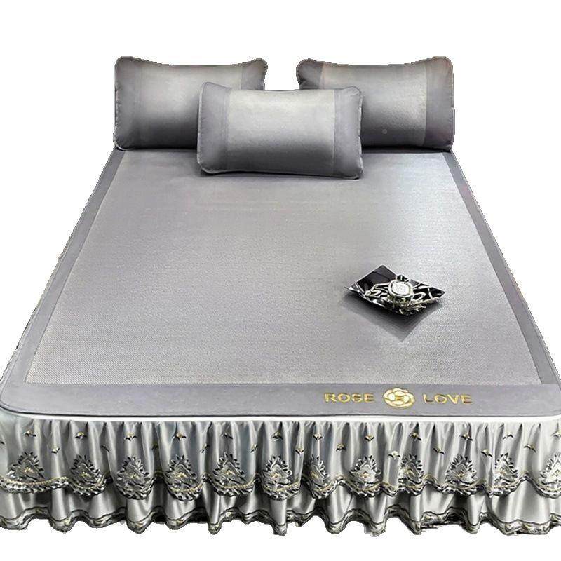 轻奢高端冰丝凉席夏天床906169裙款藤席三套学生家子用夏笠季床席,床上用品,冰丝席,淘宝优惠券,粉丝福利购,淘宝优惠卷