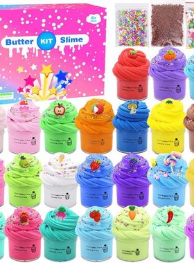 厂家直供AMZ 24pcs 棉花泥套装slime kit 50ml 史莱姆彩泥黄油泥