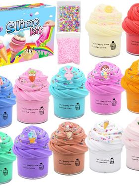 12pcs棉花泥套装slime kit 50ml史莱姆彩泥黄油泥厂家直供