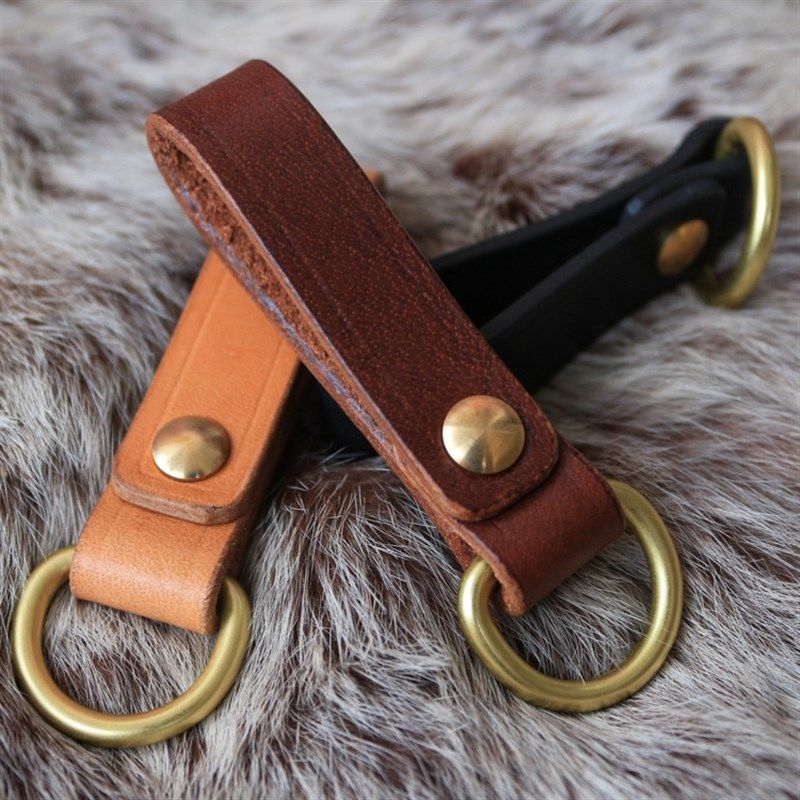 手工订制男式纯牛皮钥匙扣真皮纯铜钥匙环手工钥匙圈简约结实耐用