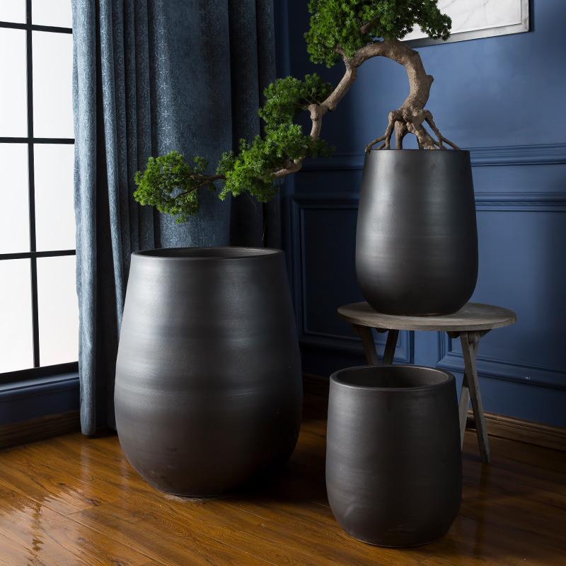 阳台落地种树f大口径花盆陶瓷特大号户外庭院发财树大花缸陶罐摆