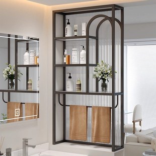 奶油风卫生间半墙隔断柜屏风浴室干湿分离客厅洗漱台置物架子轻奢