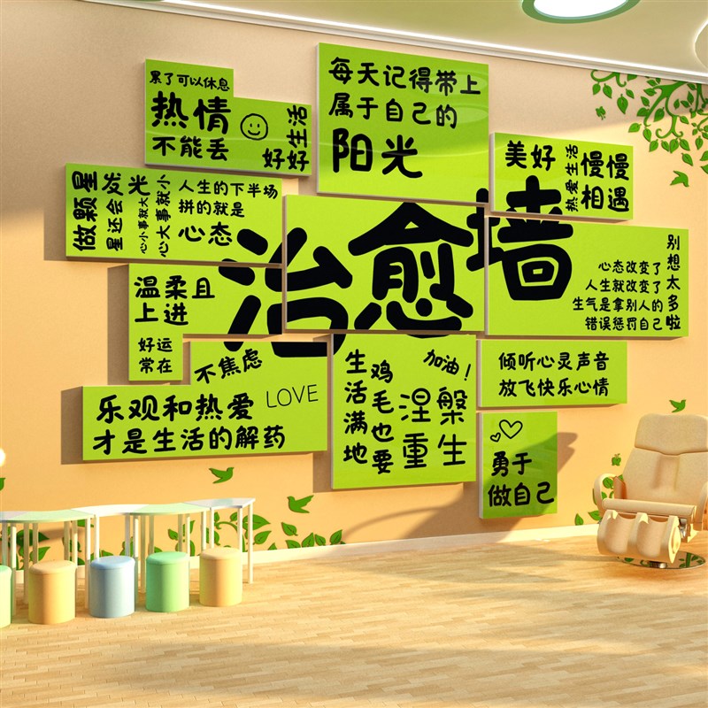 心理咨询室文化布置挂图健康辅导儿童灵驿站墙面装饰画互动治愈系