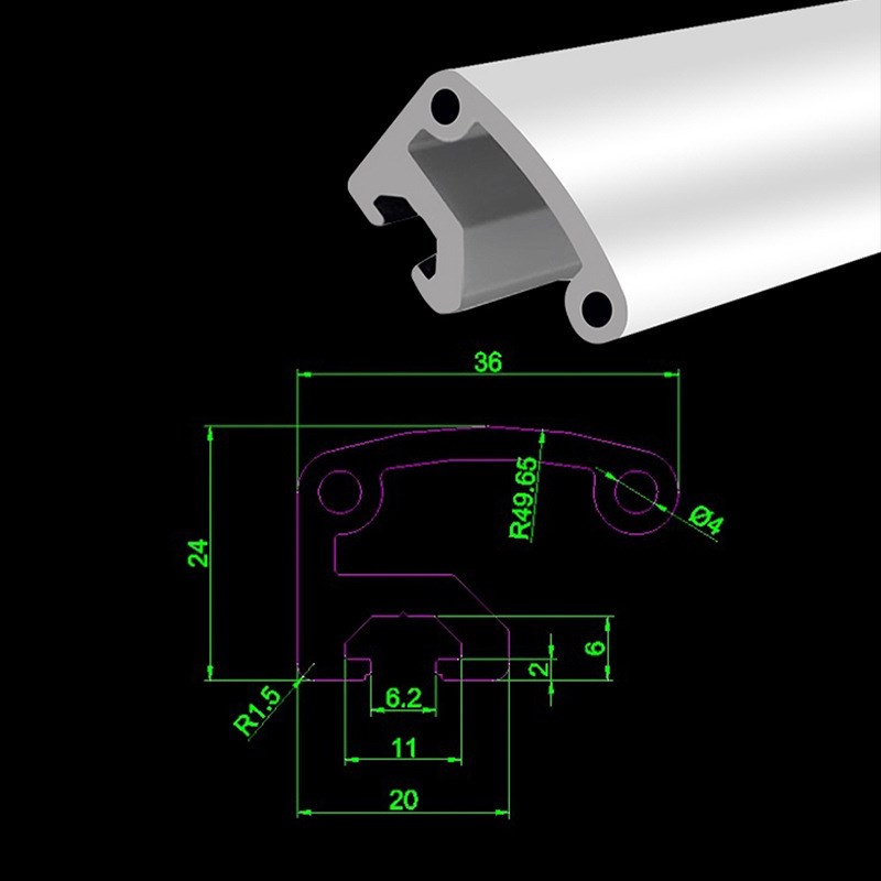 怡合达通b用铝合金型材拉手型材AOB052436拉手端盖ARC51/52铝型材
