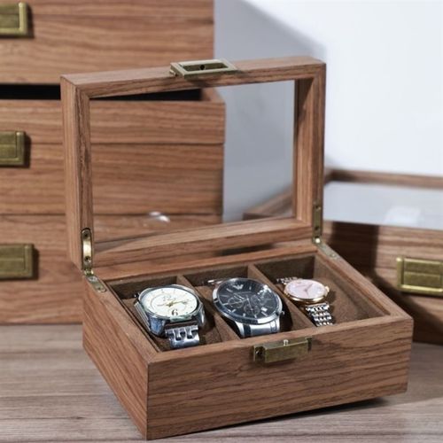 胡桃木纹软枕手表盒手表箱手表首饰一体收纳盒双手表收藏整理盒子