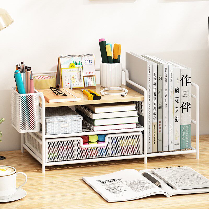 文件收纳架办公室桌面收纳盒多层a4纸资料档案整理架铁艺简易书本