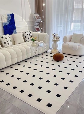 奶油风客厅地毯免洗懒人qPVC皮革地垫耐脏防滑沙发茶几卧室可擦洗