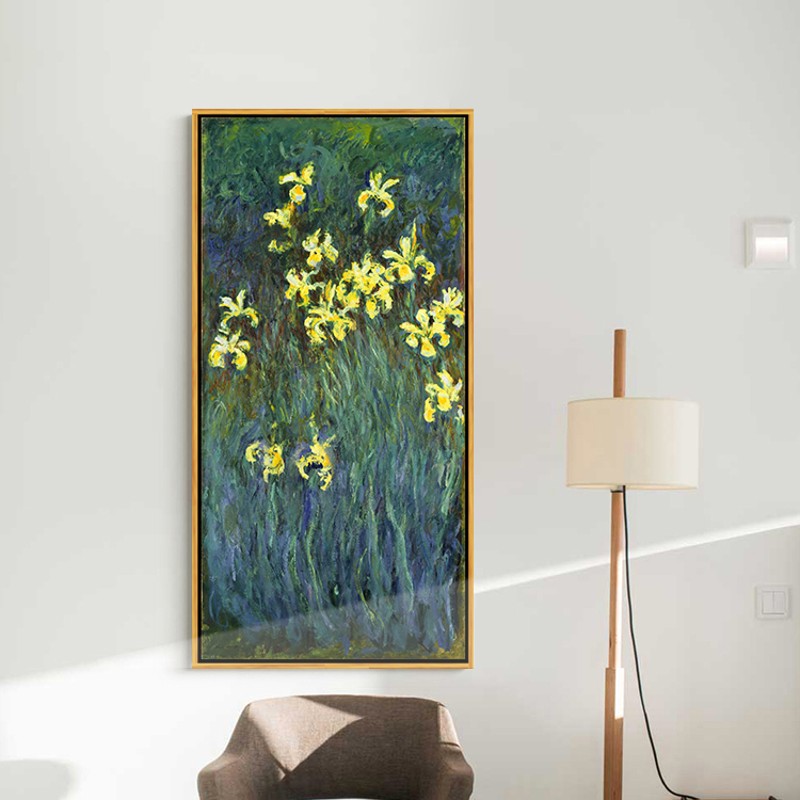 黄菖蒲花 莫奈印刷喷绘仿制油画客厅卧室餐厅玄关挂画.背景装饰画