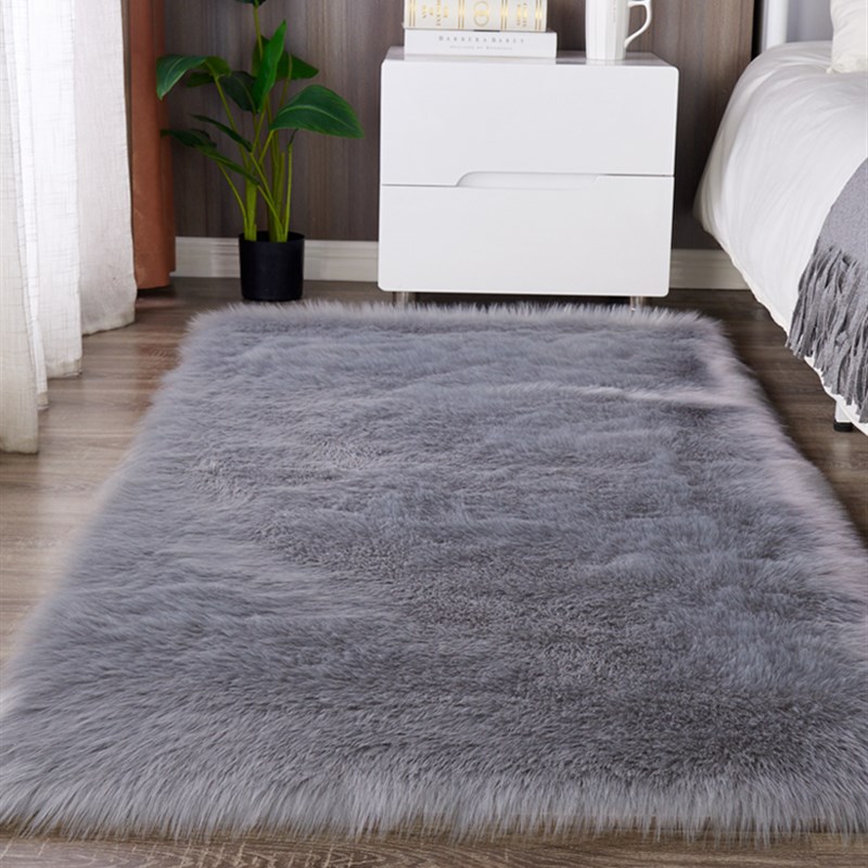 浅灰纯色长毛绒卧室床边地毯 客厅沙发茶几垫 服装店橱窗装饰地垫