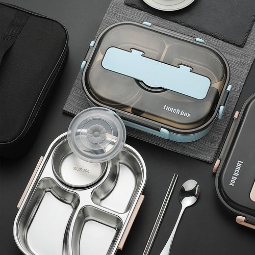 分格饭盒儿童小学生上班族餐盒注水保温防烫带汤碗带盖餐盘分隔型