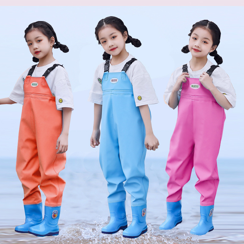 儿童下水连体裤防水雨衣雨裤雨鞋一体幼儿园小学生赶海抓鱼沙滩裤