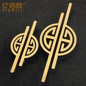 中式 加长衣柜门把手家具黄铜半圆柜子橱柜小拉手 拉手柜门新中式