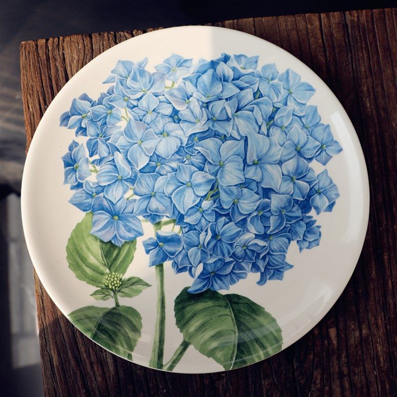 个性绣球花陶瓷餐盘 酒店民宿装饰盘子牛排西餐盘 小清新点心盘