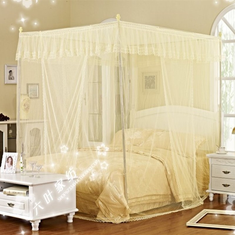 蚊帐不锈钢支架管三开门公主床幔方顶杆子加厚落地1.2 1.5 1.8床