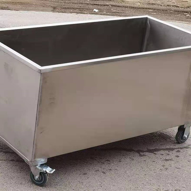 定制方形304加厚不锈钢水箱盛水发酵池拖把池卤肉浸泡池移动推车