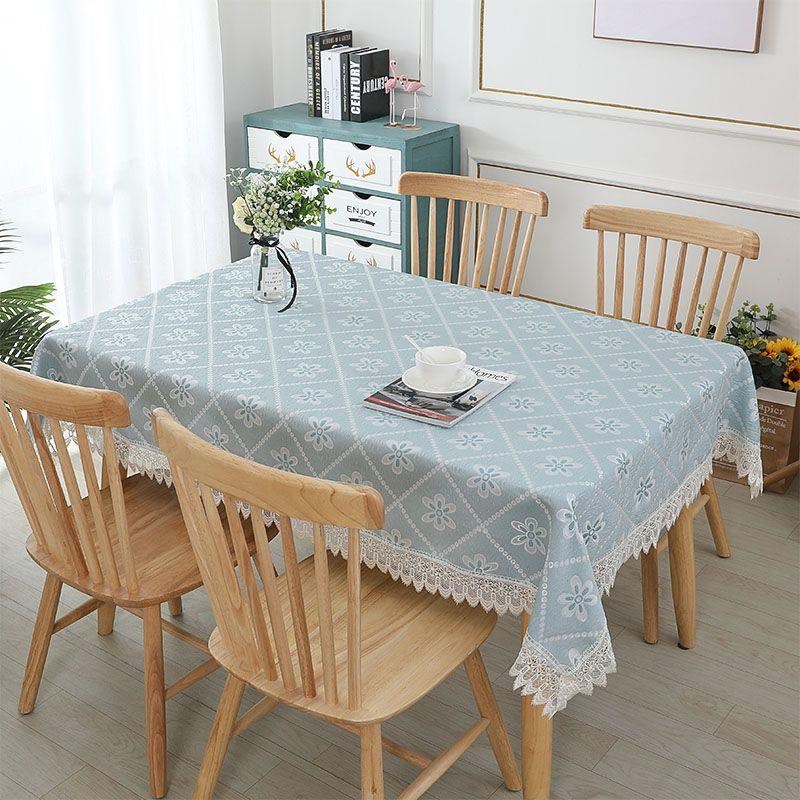 简约蕾丝布艺正方形圆形长方桌布餐桌茶几床头柜防烫防尘盖布台布