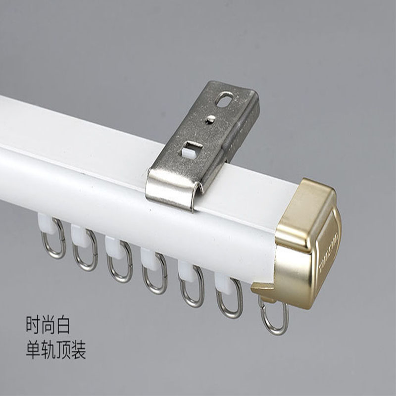 加厚铝合金窗帘轨道消音窗帘轨直轨罗马杆窗帘杆双轨单轨侧装顶装