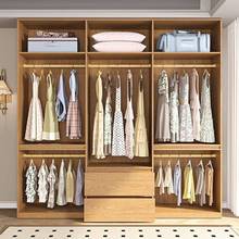 中古风全橡木衣柜实木一门到顶家用卧室储物柜简约现代分段大衣橱