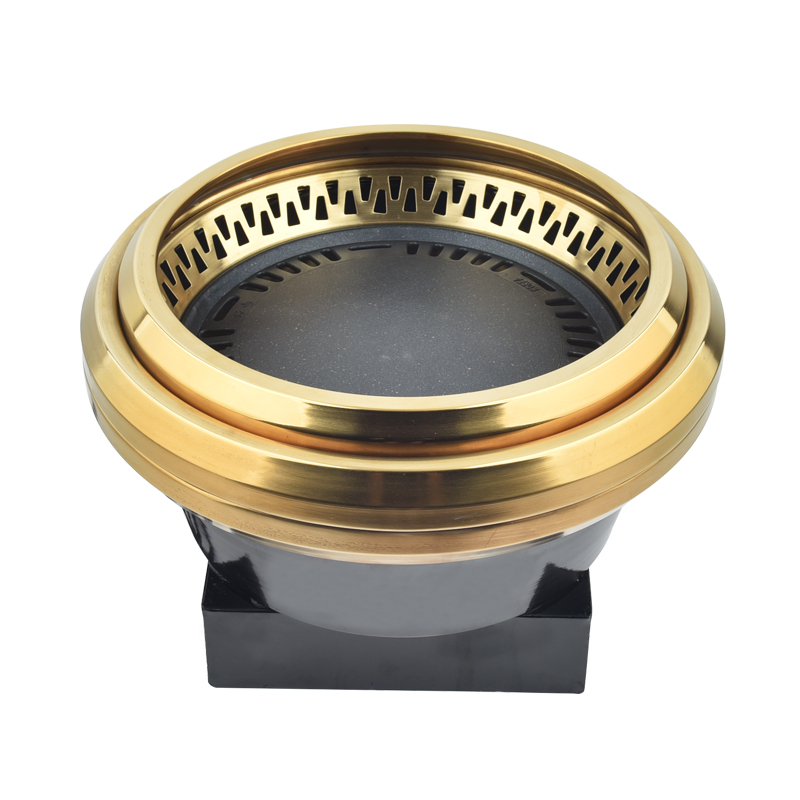 韩式商用下排烟电烤炉烤肉店电烤锅烤肉炉圆形镶嵌式自助烧烤炉