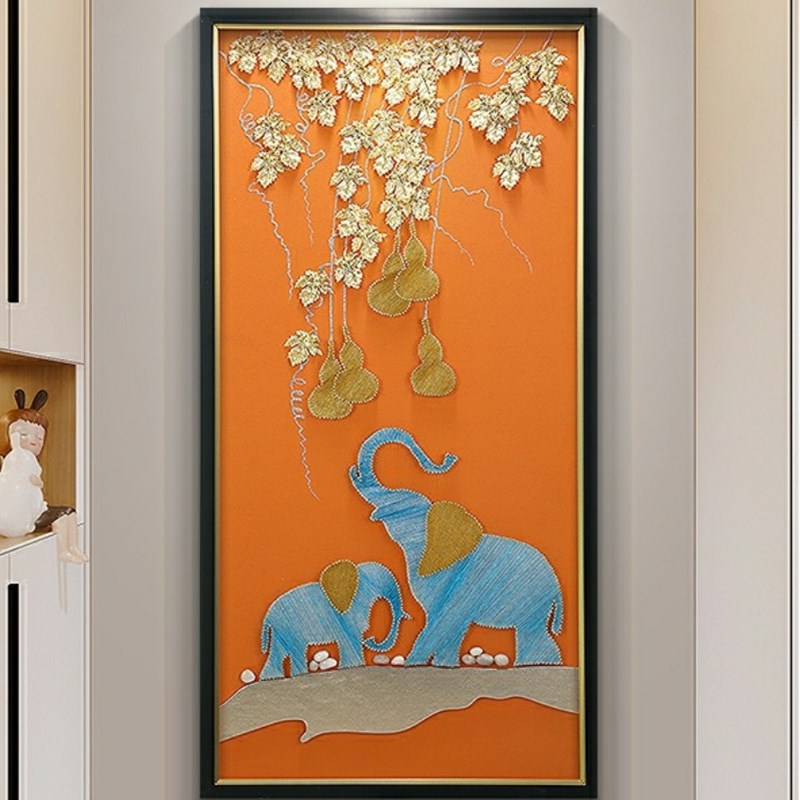 极速入户玄关画孔雀装饰画现代简约轻奢走廊过道背景墙沙发画立体图片
