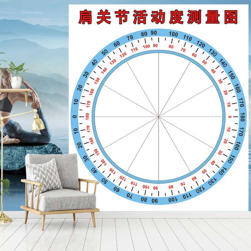 人体关节活动度检测图墙纸颈腰腿痛肩关节外展旋范围圆形测量表