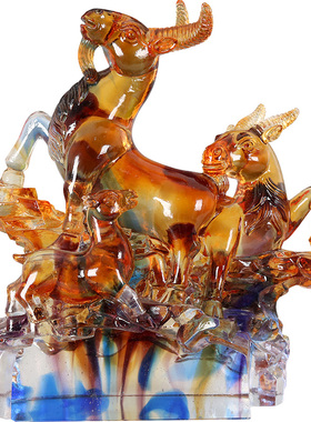 琉璃羊摆件搬家礼物公司商务礼品开业市礼品送领导办公桌三羊开泰