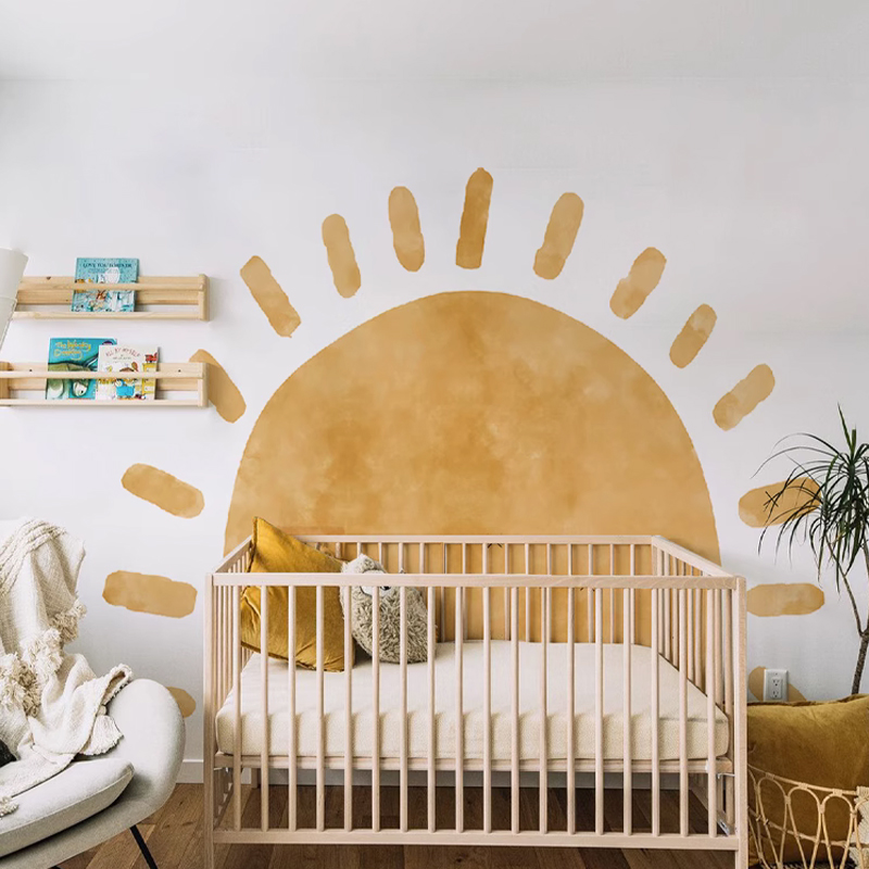 Boho布纹不透明inst儿童墙贴纸自粘卧室太阳环保卡通贴纸宝宝贴