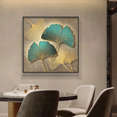 家大业大叶子装饰画玄关入户门正对墙客厅壁画餐厅V轻奢高级感挂