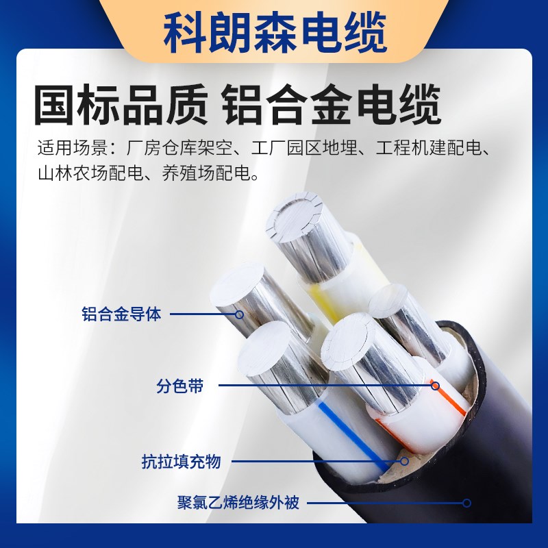 科朗森稀土铁铝合金YJLHV国标电缆线2/3/H4/5芯0.6/1KV光伏地埋线