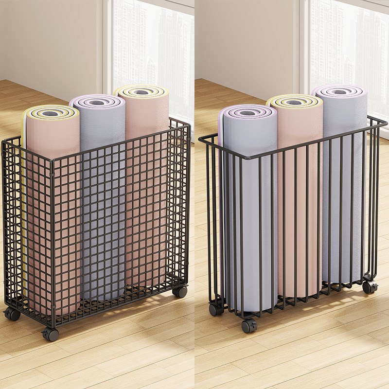 运动健身器材收纳架家用落地带轮瑜伽垫泡沫轴整理架多功能置物架