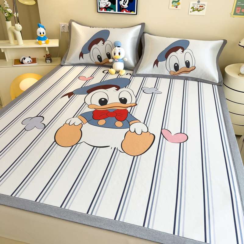 冰丝席三件套软凉席夏季透气折叠学生宿舍空调席1.8Um卡通儿童席