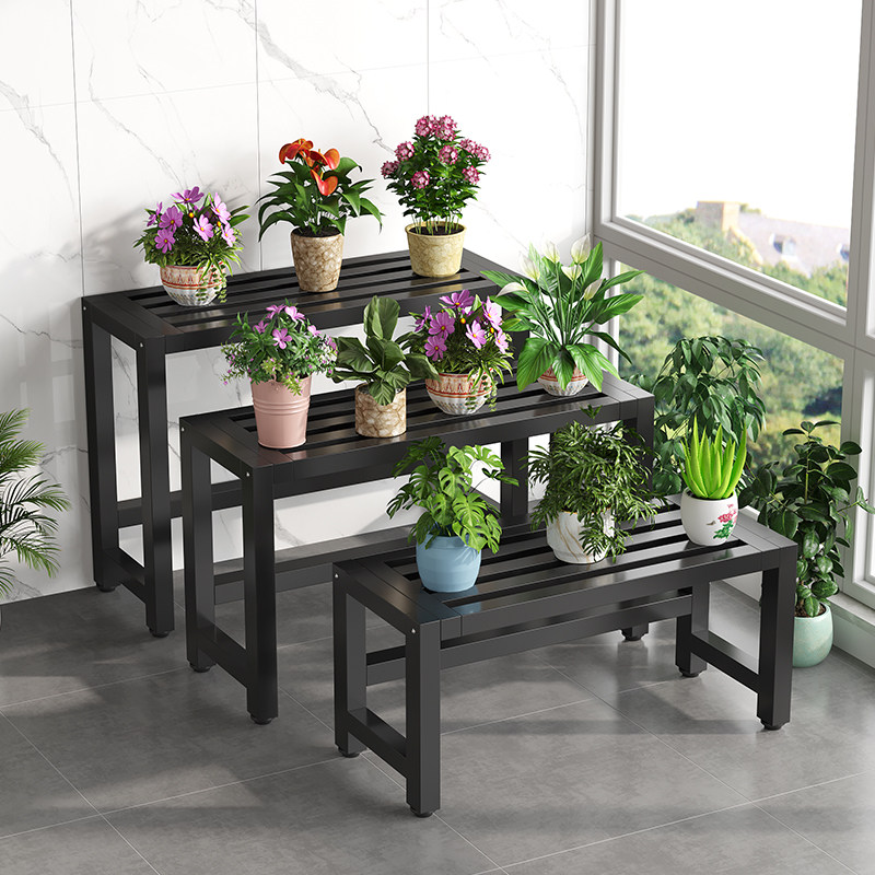 铁艺阳台花架空调外机置物架庭院绿植盆景架全铁室外露天盆景展架