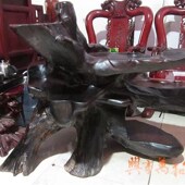 实木功夫茶茶桌 老挝大红酸枝根雕茶台 茶桌 加配凳随型根雕茶桌