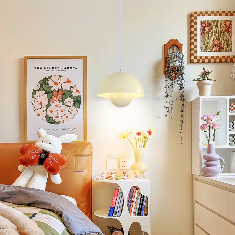 丹麦花苞小吊灯现代简约餐厅卧室床头H灯创意个性网红奶油吧台灯