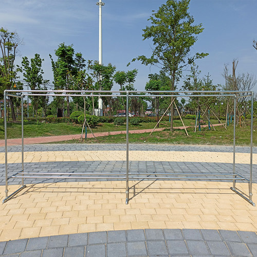 镀锌钢管晾衣架落地水管双杆加轮式加厚阳台室内外防风杆晒被架子